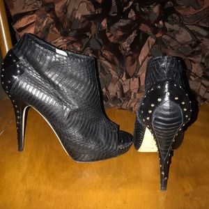 JIMMY CHOO Grommet & Stud Open Toe Ankle Boot 39.5